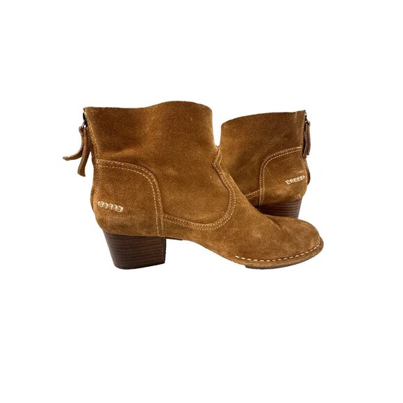 UGG Bandara Brown Suede Ankle Boot 9.5 Cozy Chic Cottagecore Rustic Chic Scuff - Picture 10 of 16